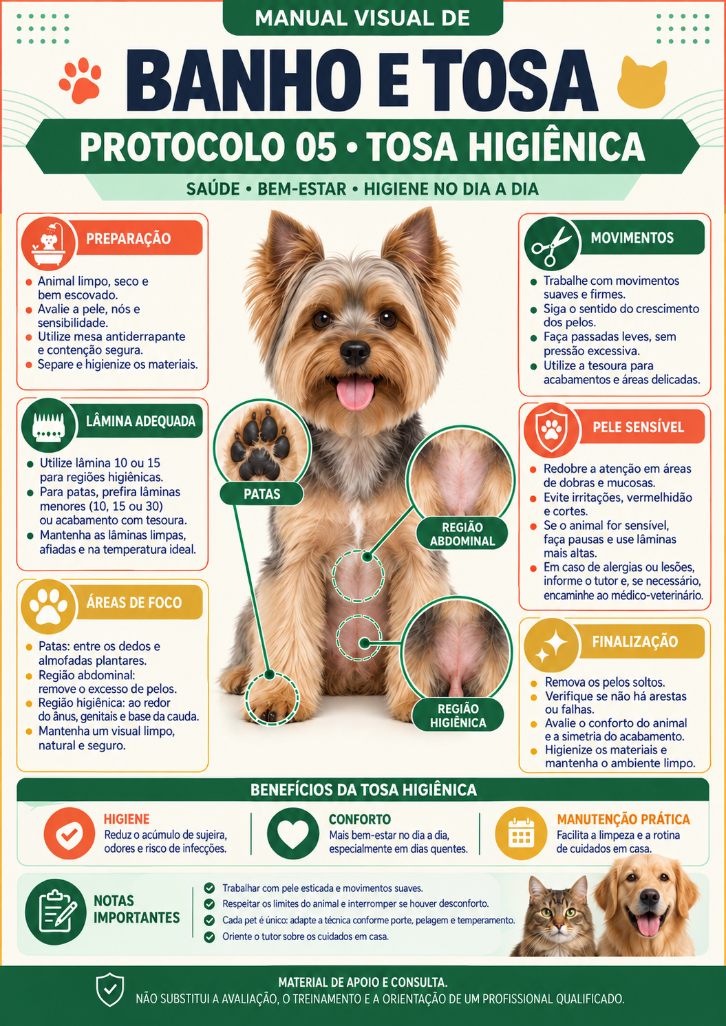 Manual visual de banho e tosa: Tosa higiênica